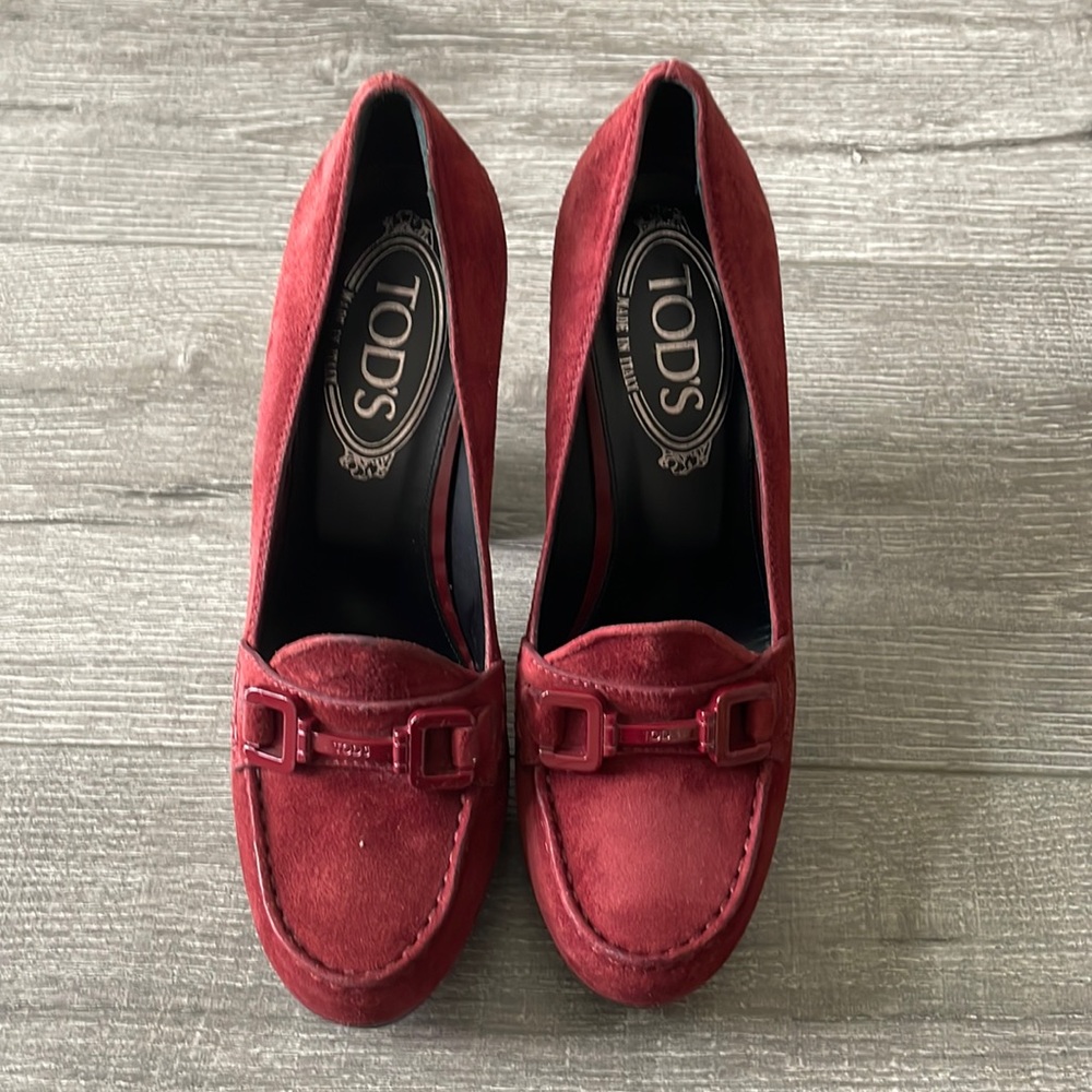 TOD’S SUEDE PLATFORM PUMPS MADE IN ITALY SIZE 351/2